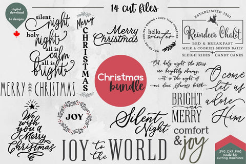 Christmas Winter Holiday SVG Cut File Bundle SVG Lettershapes 