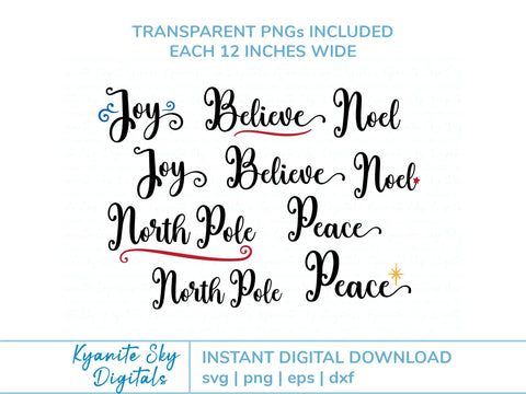 Christmas Winter Holiday SVG script words bundle SVG Kyanite Sky Digitals 