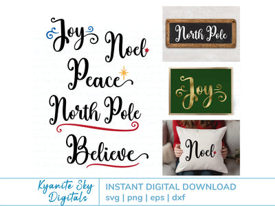 Christmas Winter Holiday SVG script words bundle SVG Kyanite Sky Digitals 