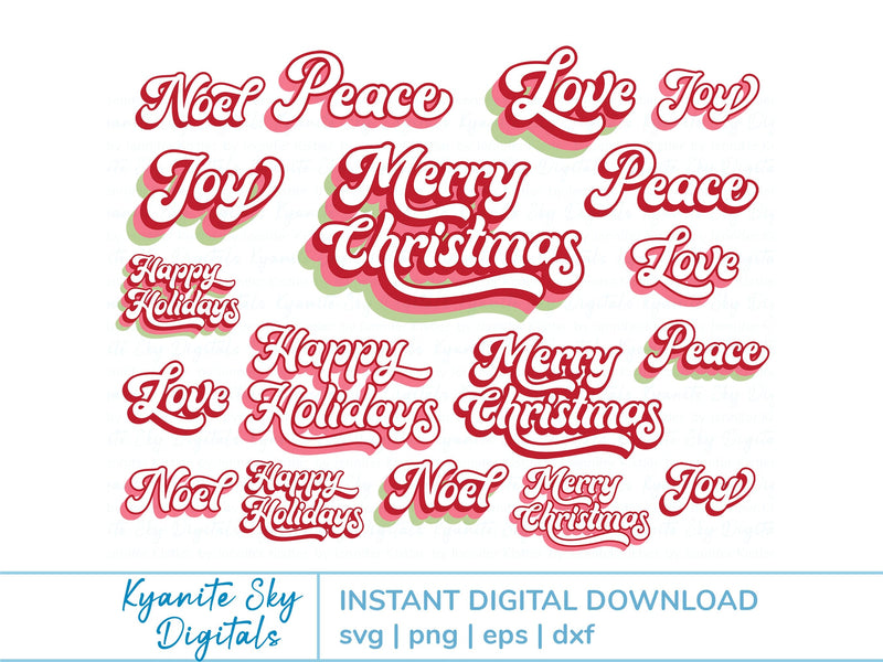 Christmas Winter Holiday Titles SVG Bundle SVG Kyanite Sky Digitals 