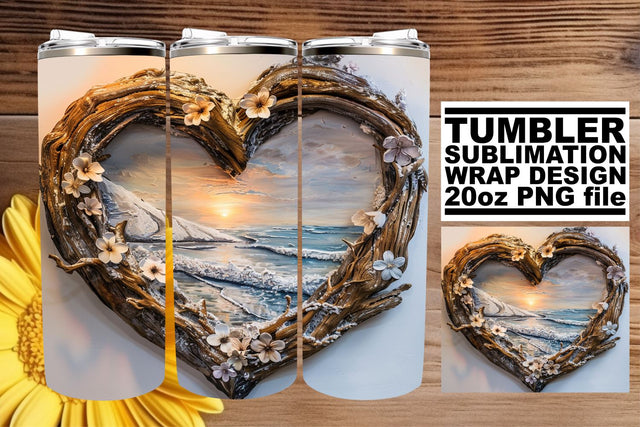 Christmas Winter Scene 3D Heart Frame Tumbler Wrap Sublimation afrosvg 