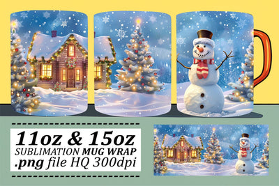 Christmas Winter Wonderland Mug Wrap Sublimation - 11oz & 15oz Sizes Sublimation afrosvg 