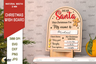 Christmas Wish Board Laser Cut. Dear Santa Letter Board SVG SVG Evgenyia Guschina 