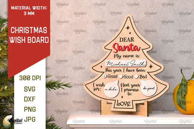 Christmas Wish Board Laser Cut. Dear Santa Letter Board SVG SVG Evgenyia Guschina 
