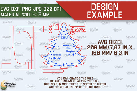 Christmas Wish Board Laser Cut. Dear Santa Letter Board SVG SVG Evgenyia Guschina 