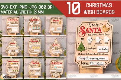 Christmas Wish Boards Laser Cut Bundle. Dear Santa Boards SVG Evgenyia Guschina 