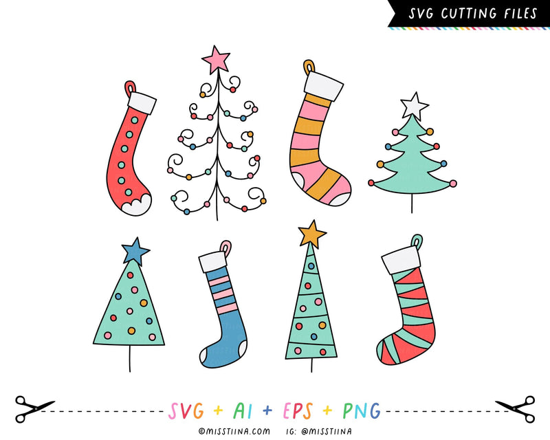 Christmas Wish Stockings & Trees SVG SVG Miss Tiina 