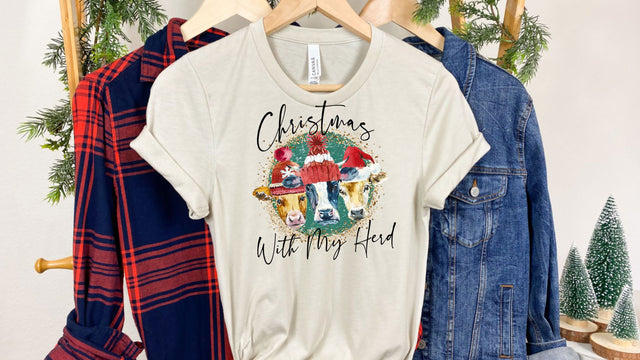 Christmas With My Herd PNG, Christmas Cow Sublimation, Farm Christmas PNG Sublimation So Fontsy VIP Design Shop 
