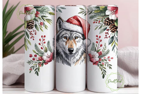 Christmas Wolf 20oz Tumbler Wrap Sublimation PixelChick 