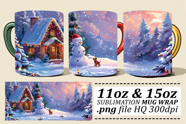 Christmas Wonderland Mug Wrap for Sublimation - Winter Design 11oz & 15oz Sublimation afrosvg 