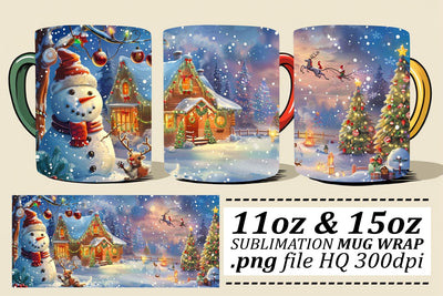 Christmas Wonderland Mug Wrap Sublimation - Winter Design 11oz & 15oz Sublimation afrosvg 