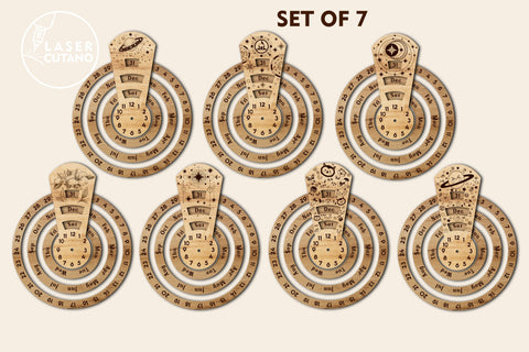 Christmas Wooden Calendar Clock Template Laser Cut File SVG LaserCutano 