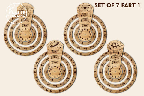Christmas Wooden Calendar Clock Template Laser Cut File SVG LaserCutano 