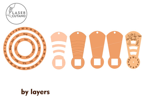 Christmas Wooden Calendar Clock Template Laser Cut File SVG LaserCutano 