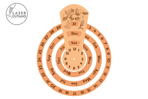 Christmas Wooden Calendar Clock Template Laser Cut File SVG LaserCutano 