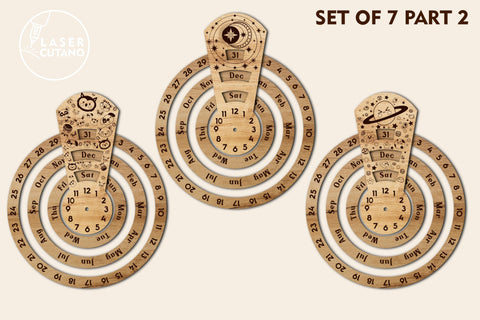 Christmas Wooden Calendar Clock Template Laser Cut File SVG LaserCutano 