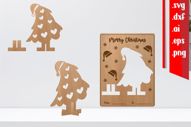Christmas Wooden Card, Christmas Souvenir, Christmas Pop Out Card SVG zafrans studio 