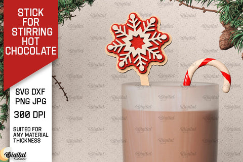 Christmas Wooden Hot Chocolate Stirrers Laser Cut Bundle SVG Evgenyia Guschina 