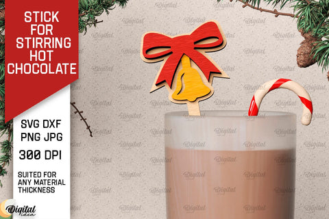 Christmas Wooden Hot Chocolate Stirrers Laser Cut Bundle SVG Evgenyia Guschina 