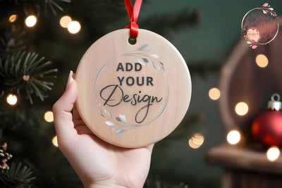 Christmas wooden ornament mockup Mock Up Photo Luvleigh Digitals 