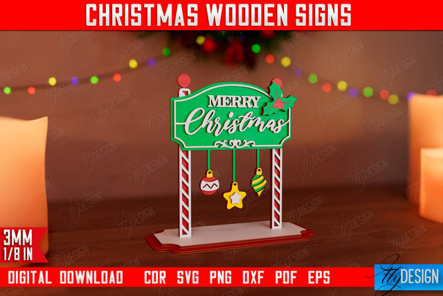 Christmas Wooden Sign | Christmas Decorations | Gift Idea | Decorative Figurine | Table Statuette | CNC File SVG Fly Design 