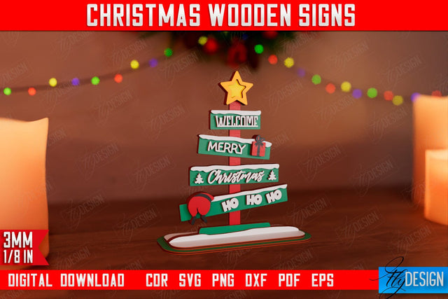 Christmas Wooden Sign | Christmas Decorations | Gift Idea | Decorative Figurine | Table Statuette | CNC File SVG Fly Design 