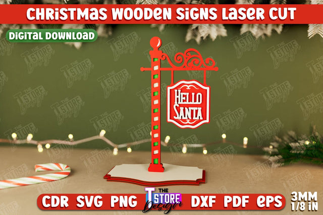 Christmas Wooden Sign | Holiday Decorations | Gift Idea | Table Statuette | CNC File SVG The T Store Design 