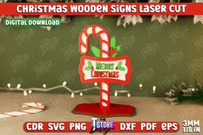 Christmas Wooden Sign | Holiday Decorations | Gift Idea | Table Statuette | CNC File SVG The T Store Design 