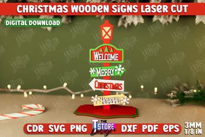 Christmas Wooden Sign | Holiday Decorations | Gift Idea | Table Statuette | CNC File SVG The T Store Design 