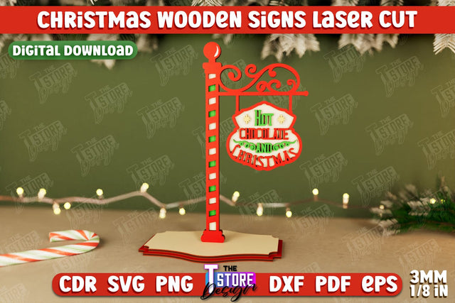 Christmas Wooden Sign | Holiday Decorations | Gift Idea | Table Statuette | CNC File SVG The T Store Design 