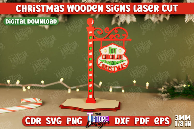Christmas Wooden Sign | Holiday Decorations | Gift Idea | Table Statuette | CNC File SVG The T Store Design 