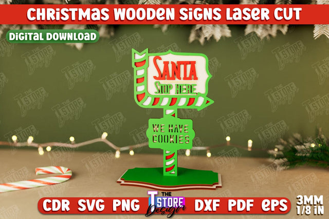 Christmas Wooden Sign | Holiday Decorations | Gift Idea | Table Statuette | CNC File SVG The T Store Design 
