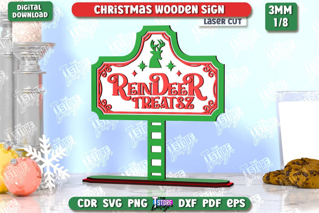 Christmas Wooden Sign Laser Cut | Christmas Decorations | Gift Idea | Decorative Figurine | Table Statuette | CNC File SVG The T Store Design 