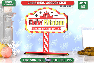 Christmas Wooden Sign Laser Cut | Christmas Decorations | Gift Idea | Decorative Figurine | Table Statuette | CNC File SVG The T Store Design 