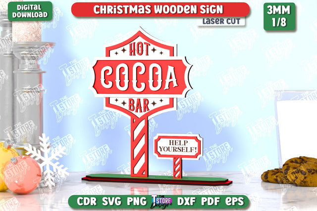 Christmas Wooden Sign Laser Cut | Christmas Decorations | Gift Idea | Decorative Figurine | Table Statuette | CNC File SVG The T Store Design 