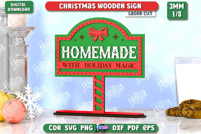 Christmas Wooden Sign Laser Cut | Christmas Decorations | Gift Idea | Decorative Figurine | Table Statuette | CNC File SVG The T Store Design 