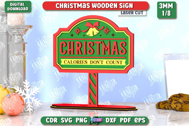 Christmas Wooden Sign Laser Cut | Christmas Decorations | Gift Idea | Decorative Figurine | Table Statuette | CNC File SVG The T Store Design 