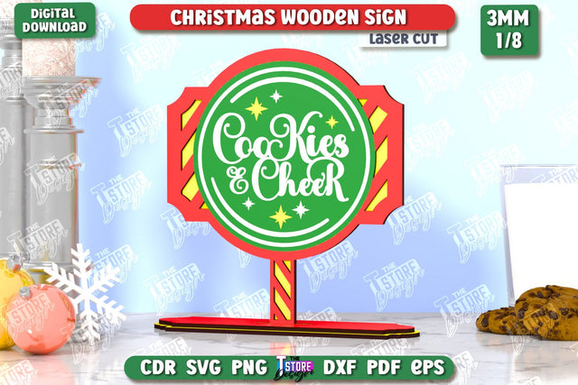 Christmas Wooden Sign Laser Cut | Christmas Decorations | Gift Idea | Decorative Figurine | Table Statuette | CNC File SVG The T Store Design 