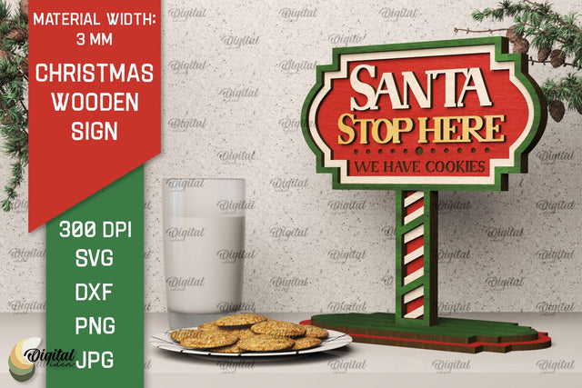 Christmas Wooden Sign Laser Cut. Santa Sign SVG SVG Evgenyia Guschina 