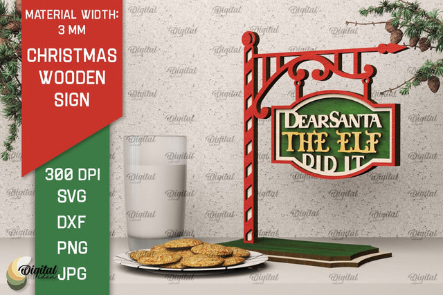 Christmas Wooden Sign Laser Cut. Santa Sign SVG SVG Evgenyia Guschina 