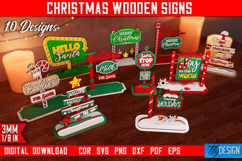 Christmas Wooden Signs Bundle | Christmas Decorations | Gift Idea | Decorative Figurine | Table Statuette | CNC Files SVG Fly Design 