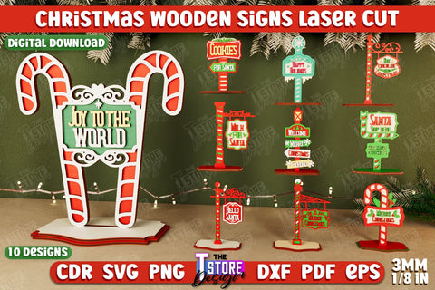 Christmas Wooden Signs Bundle | Holiday Decorations | Gift Idea | Table Statuette | CNC Files SVG The T Store Design 