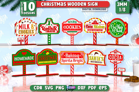 Christmas Wooden Signs Laser Cut Bundle | Christmas Decorations | Gift Idea | Decorative Figurine | Table Statuette | CNC Files SVG The T Store Design 