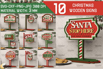Christmas Wooden Signs Laser Cut Bundle. Santa Signs SVG SVG Evgenyia Guschina 
