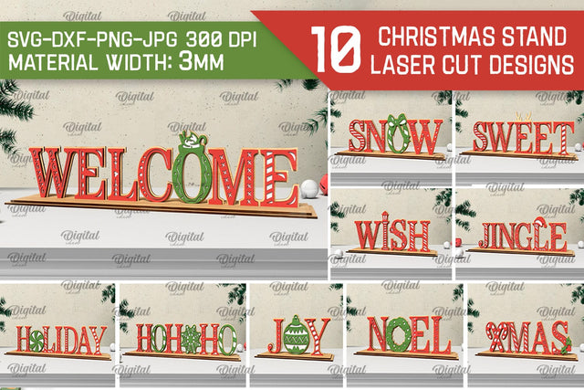 Christmas Wooden Stands Laser Cut Bundle.Christmas Decor SVG SVG Evgenyia Guschina 