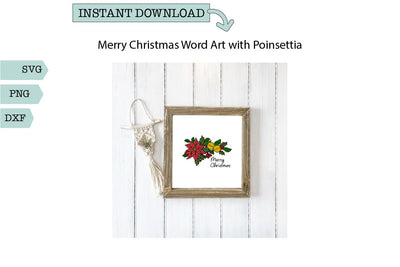 Christmas Word Art-Poinsettia Merry Christmas SVG Sharia Morton Designs 