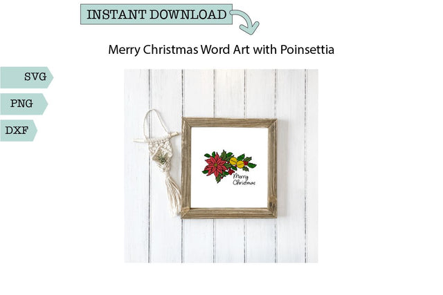 Christmas Word Art-Poinsettia Merry Christmas SVG Sharia Morton Designs 