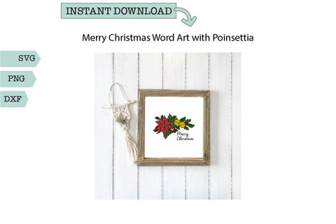 Christmas Word Art-Poinsettia Merry Christmas SVG Sharia Morton Designs 