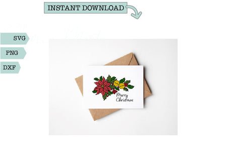 Christmas Word Art-Poinsettia Merry Christmas SVG Sharia Morton Designs 