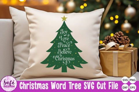 Christmas Word Tree SVG Cut File SVG Safi Design 